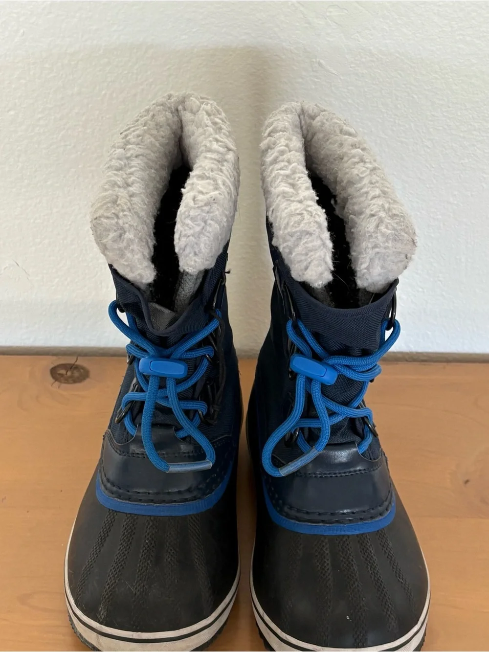 Sorel Navy and Black Kids' Snow Boots with Blue Lacing